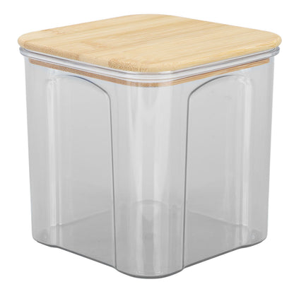 Airtight Food Storage Container Clear Food Storage Jar with Bamboo Lid for Noodles Flour Cereal Rice Tea Coffee Beans 900ml 10.7x11cm / 4.2x4.3in