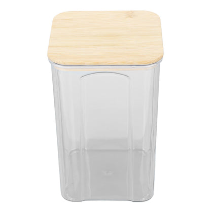 Airtight Food Storage Container Clear Food Storage Jar with Bamboo Lid for Noodles Flour Cereal Rice Tea Coffee Beans 1400ml 10.7x17cm / 4.2x6.7in