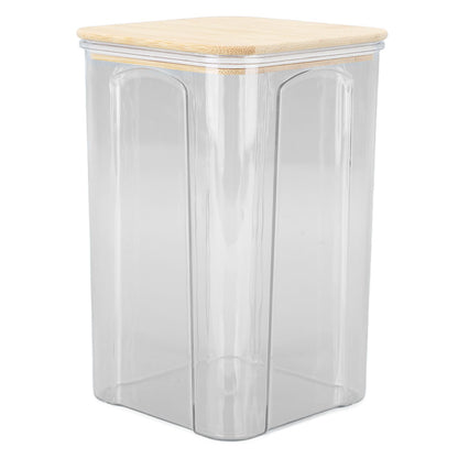 Airtight Food Storage Container Clear Food Storage Jar with Bamboo Lid for Noodles Flour Cereal Rice Tea Coffee Beans 1400ml 10.7x17cm / 4.2x6.7in