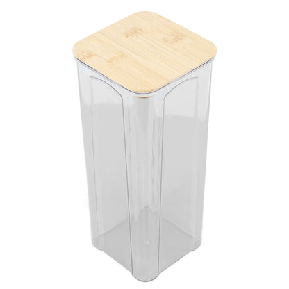 Airtight Food Storage Container Clear Food Storage Jar with Bamboo Lid for Noodles Flour Cereal Rice Tea Coffee Beans 2000ml 10.7x25.5cm / 4.2x10.0in