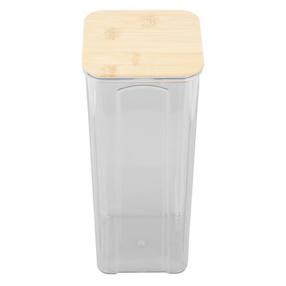 Airtight Food Storage Container Clear Food Storage Jar with Bamboo Lid for Noodles Flour Cereal Rice Tea Coffee Beans 2000ml 10.7x25.5cm / 4.2x10.0in