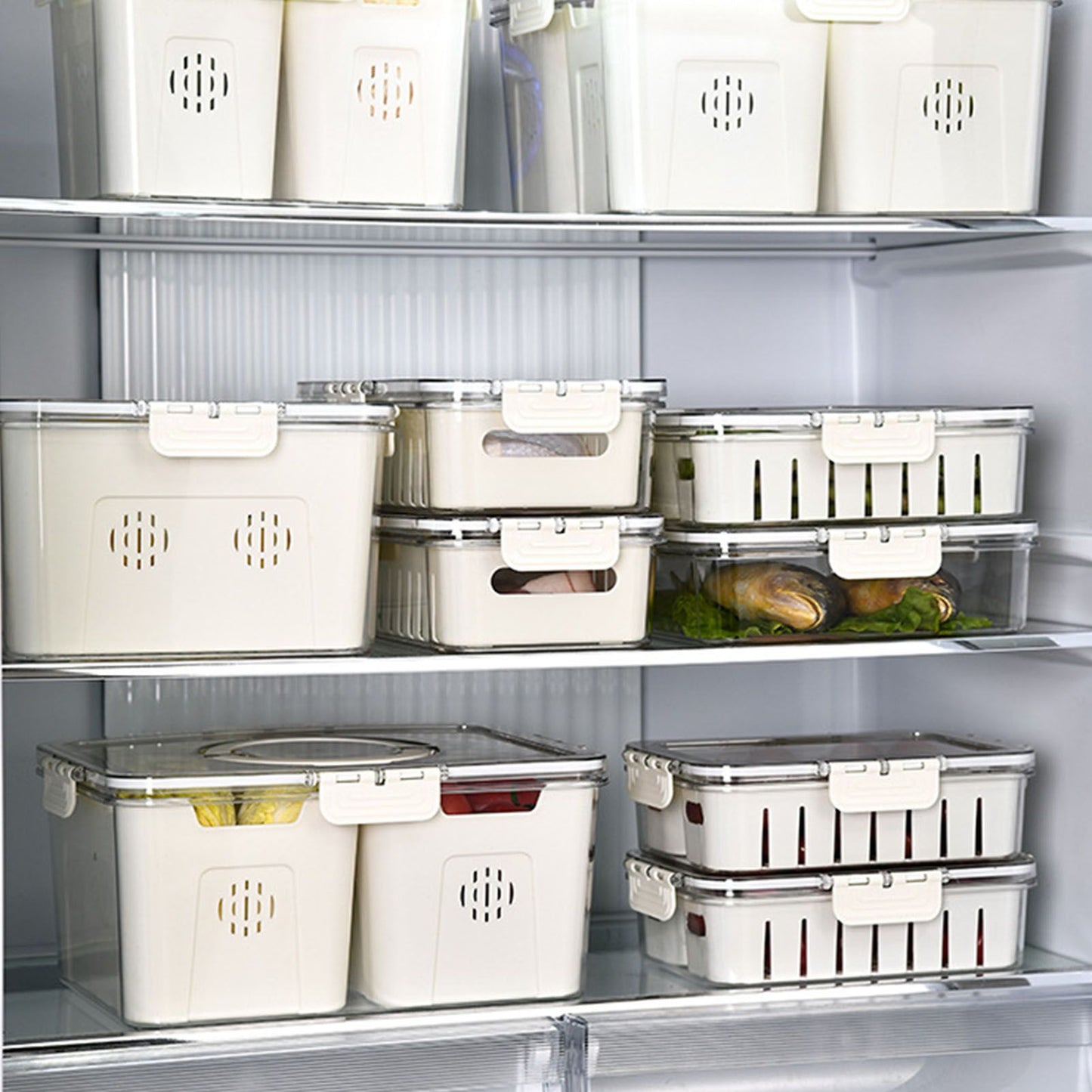 Plastic Storage Box Multi Grids Fridge Food Divider Box for Dumpling Vegetable Fruit Seasoning Large 8 Grids