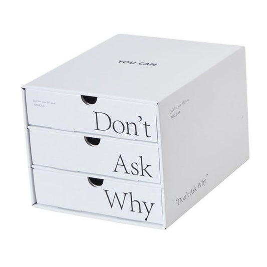 Desk Organizer with Drawer Corrugated Paper 3 Tier Desktop Storage Box for Home Dorm Office White