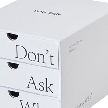 Desk Organizer with Drawer Corrugated Paper 3 Tier Desktop Storage Box for Home Dorm Office White