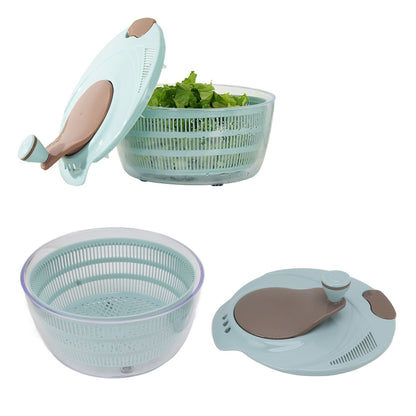 Salad Spinner Plastic Time Saving Fast Mixing Washable Rotatable Veggie Washer for Kitchen Blue