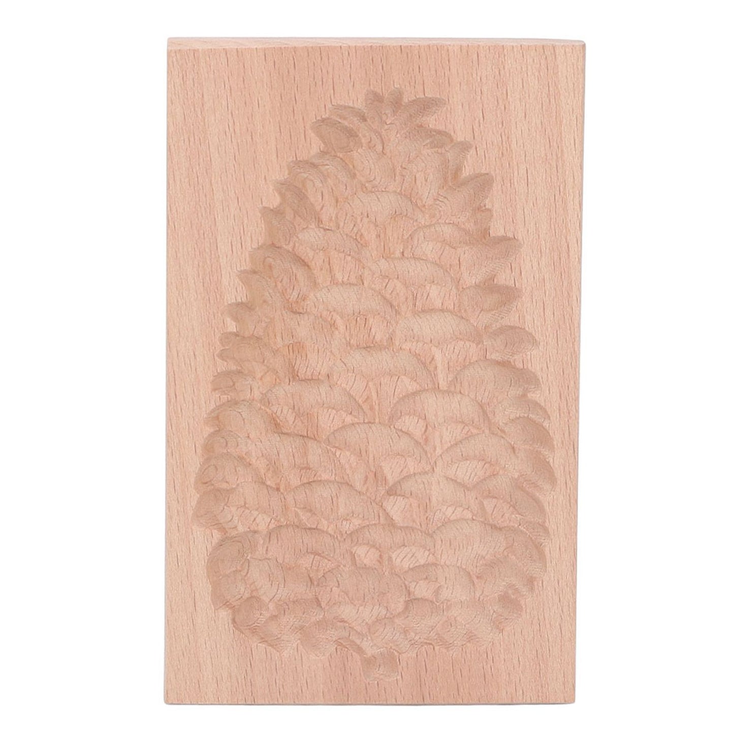 Wooden Cookie Mould Beechwood Reusable Washable Biscuit Press Stamp Mold for Kitchen Baking Pine Cone