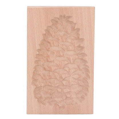 Wooden Cookie Mould Beechwood Reusable Washable Biscuit Press Stamp Mold for Kitchen Baking Pine Cone