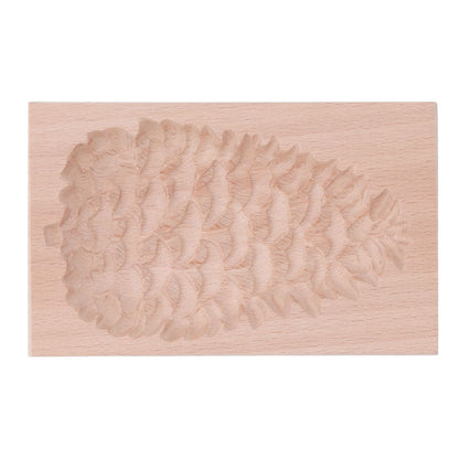 Wooden Cookie Mould Beechwood Reusable Washable Biscuit Press Stamp Mold for Kitchen Baking Pine Cone