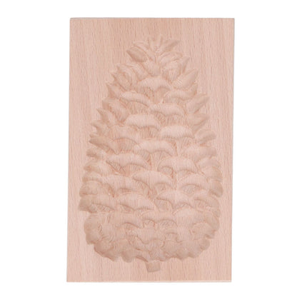 Wooden Cookie Mould Beechwood Reusable Washable Biscuit Press Stamp Mold for Kitchen Baking Pine Cone