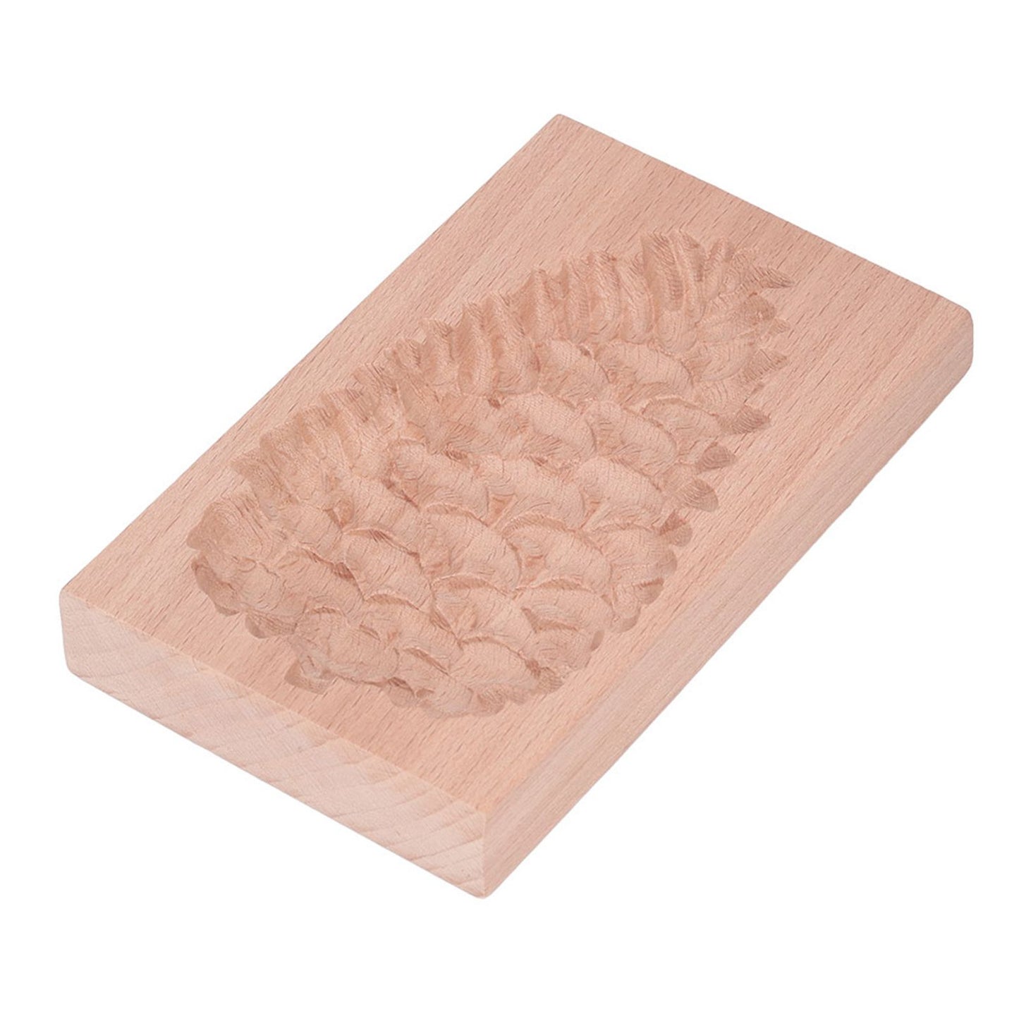 Wooden Cookie Mould Beechwood Reusable Washable Biscuit Press Stamp Mold for Kitchen Baking Pine Cone
