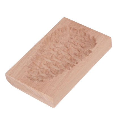 Wooden Cookie Mould Beechwood Reusable Washable Biscuit Press Stamp Mold for Kitchen Baking Pine Cone