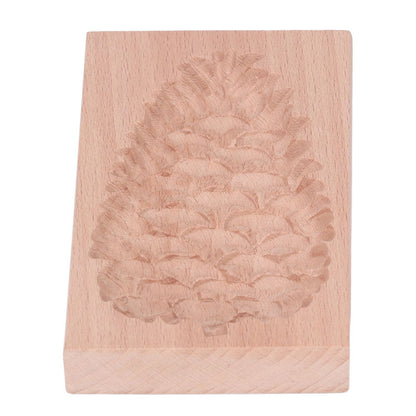 Wooden Cookie Mould Beechwood Reusable Washable Biscuit Press Stamp Mold for Kitchen Baking Pine Cone