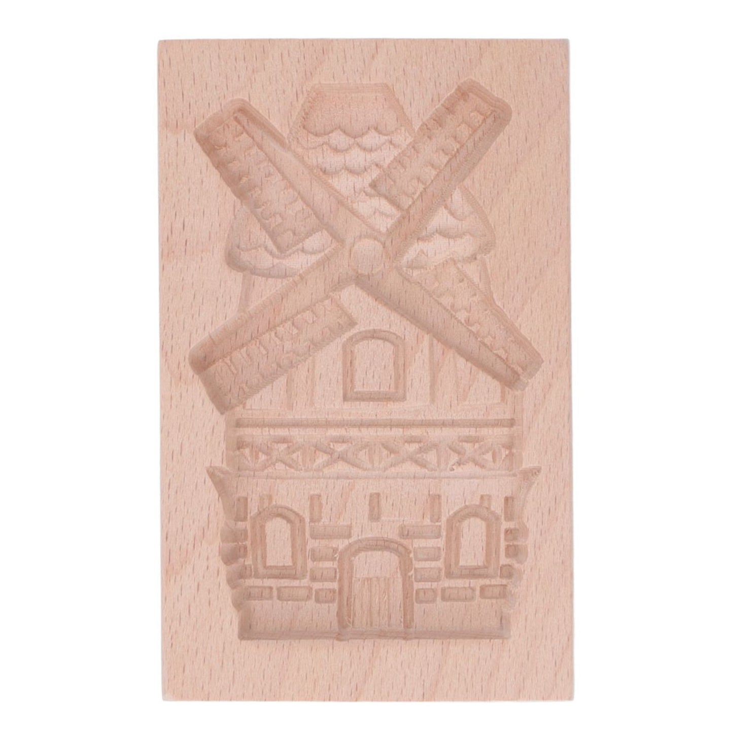 Wooden Cookie Mould Beechwood Reusable Washable Biscuit Press Stamp Mold for Kitchen Baking Windmill