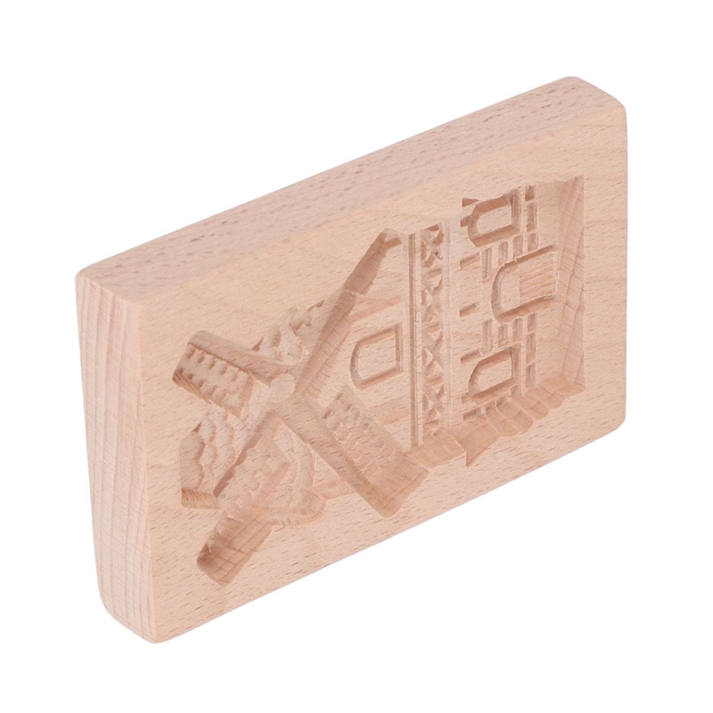 Wooden Cookie Mould Beechwood Reusable Washable Biscuit Press Stamp Mold for Kitchen Baking Windmill
