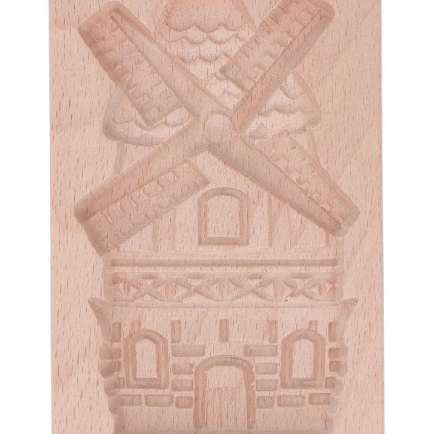 Wooden Cookie Mould Beechwood Reusable Washable Biscuit Press Stamp Mold for Kitchen Baking Windmill