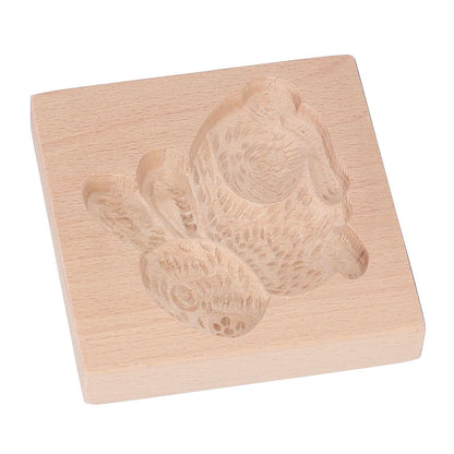 Wooden Cookie Mould Beechwood Reusable Washable Biscuit Press Stamp Mold for Kitchen Baking Rabbit