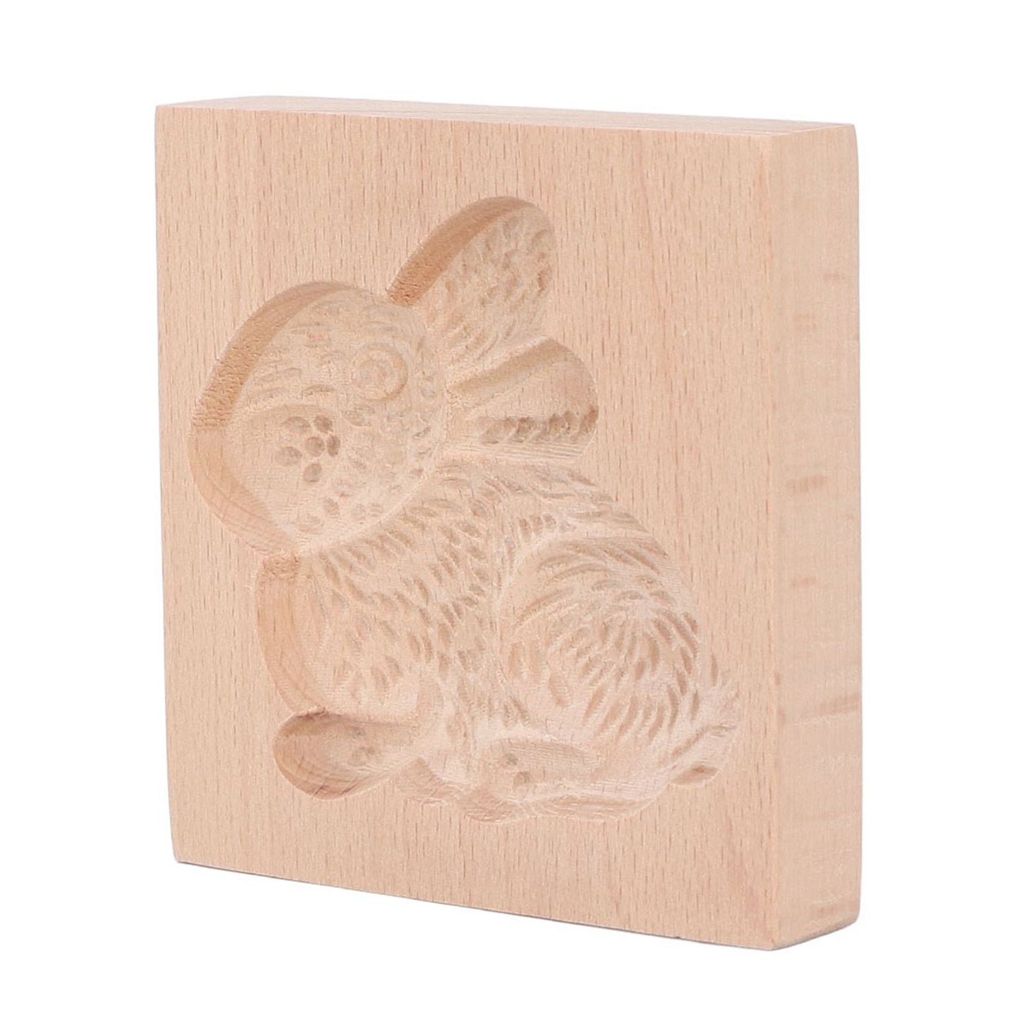 Wooden Cookie Mould Beechwood Reusable Washable Biscuit Press Stamp Mold for Kitchen Baking Rabbit