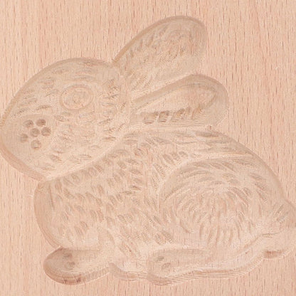 Wooden Cookie Mould Beechwood Reusable Washable Biscuit Press Stamp Mold for Kitchen Baking Rabbit