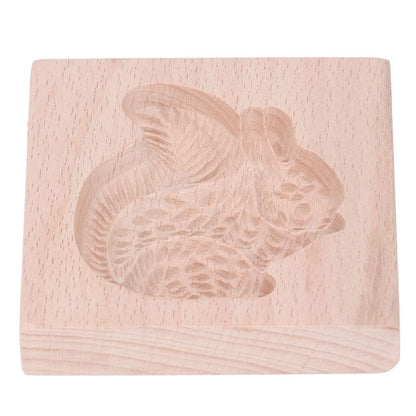 Wooden Cookie Mould Beechwood Reusable Washable Biscuit Press Stamp Mold for Kitchen Baking Squirrel