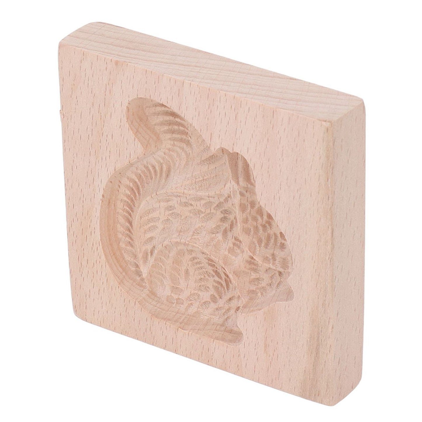 Wooden Cookie Mould Beechwood Reusable Washable Biscuit Press Stamp Mold for Kitchen Baking Squirrel