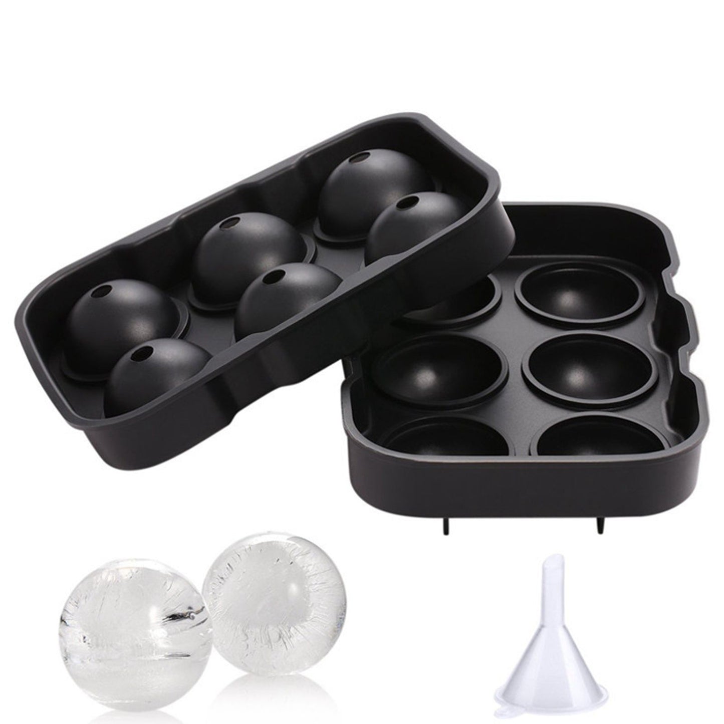 Ice Cube Tray 6 Grids Easy Release Silicone Square and Round with Lid Ice Cube Maker Mold for Freezer