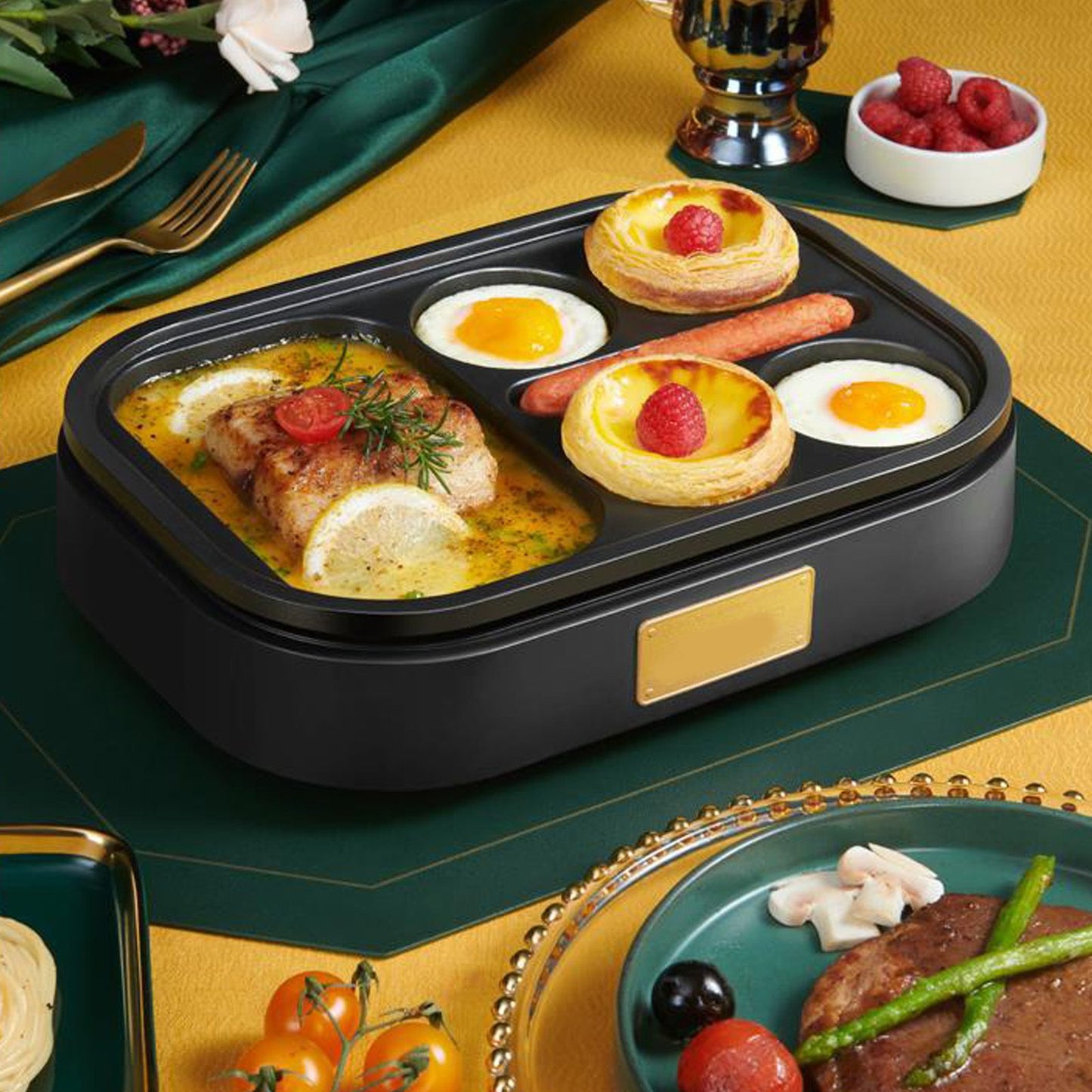 6 Hole Egg Frying Pan Nonstick Breakfast Pot Multifunctional Breakfast Maker Hamburger Machine Without Pot Cover