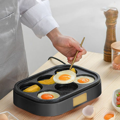 6 Hole Egg Frying Pan Nonstick Breakfast Pot Multifunctional Breakfast Maker Hamburger Machine Without Pot Cover