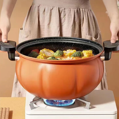 Medical Stone Soup Pot Large Capacity Excellent Sealing Saucepan Anti Scald Silicone Cover Multi Purpose Stockpot Orange 24cm/9.4in