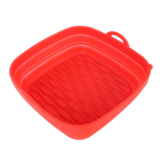 Reusable Fryer Liners Wave Grain Square Fryer Silicone Basket for Home Baking Camping Barbecuing Red