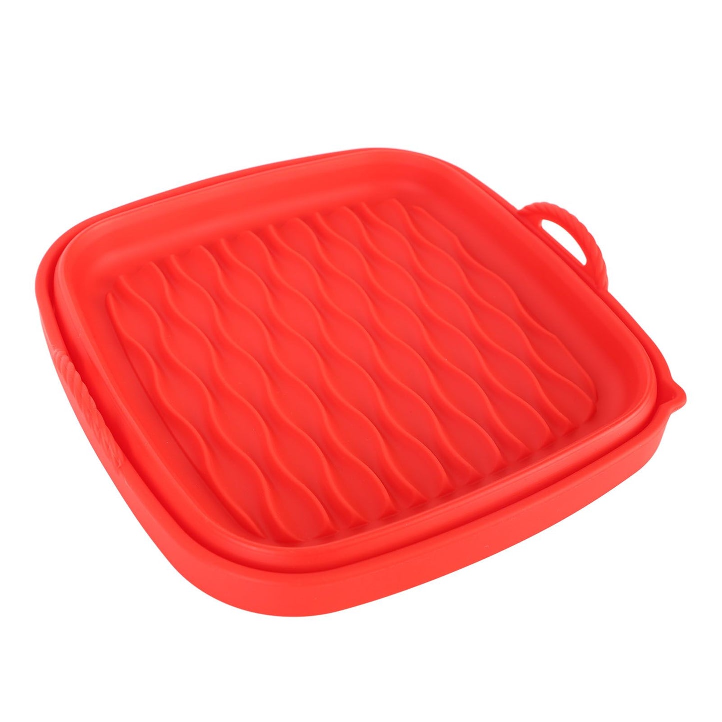 Reusable Fryer Liners Wave Grain Square Fryer Silicone Basket for Home Baking Camping Barbecuing Red