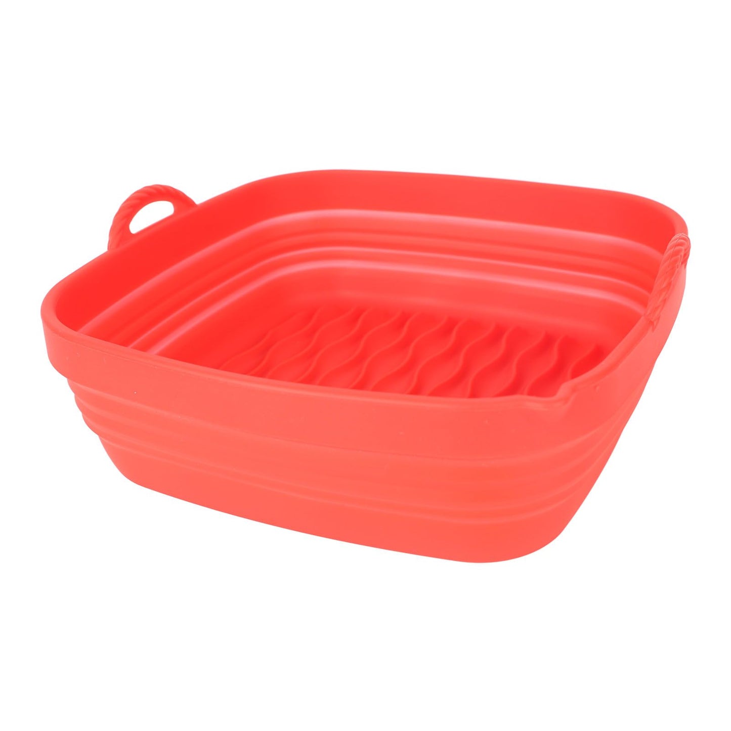 Reusable Fryer Liners Wave Grain Square Fryer Silicone Basket for Home Baking Camping Barbecuing Red
