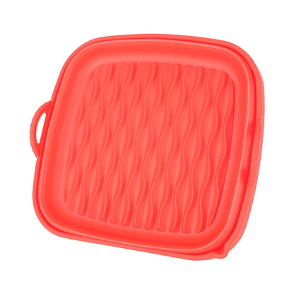 Reusable Fryer Liners Wave Grain Square Fryer Silicone Basket for Home Baking Camping Barbecuing Red