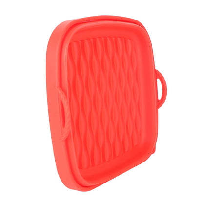Reusable Fryer Liners Wave Grain Square Fryer Silicone Basket for Home Baking Camping Barbecuing Red