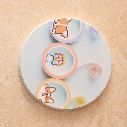Round Cartoon Diatom Mud Coaster Water Absorbent Coaster Cutlery Insulation Anti Scalding Pad Marble Table Decor Flying Penguin