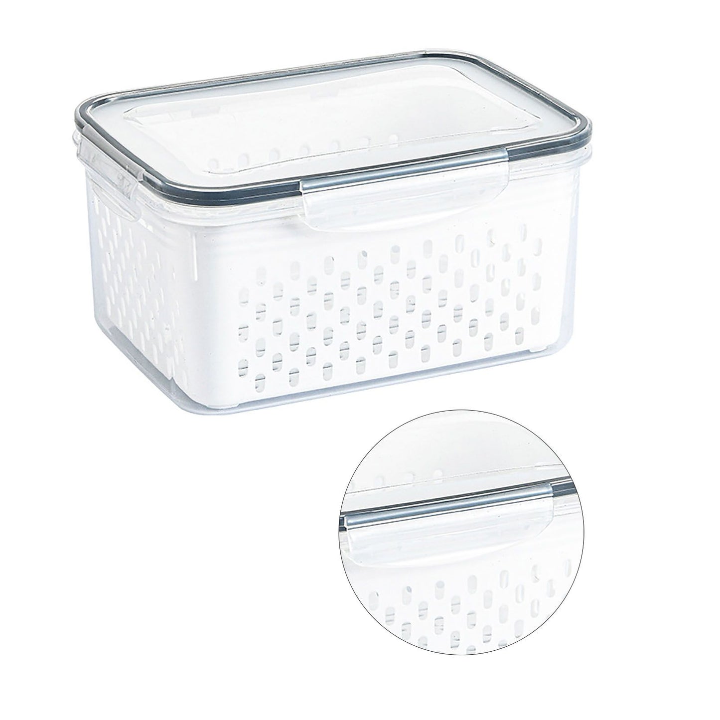 Drain Storage Basket Box Transparent Fruit Vegetable Storage Container for Kitchen Supplies 1750ML