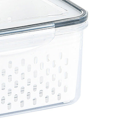 Drain Storage Basket Box Transparent Fruit Vegetable Storage Container for Kitchen Supplies 1750ML