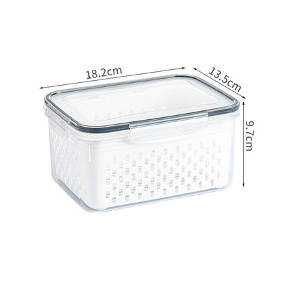 Drain Storage Basket Box Transparent Fruit Vegetable Storage Container for Kitchen Supplies 1750ML