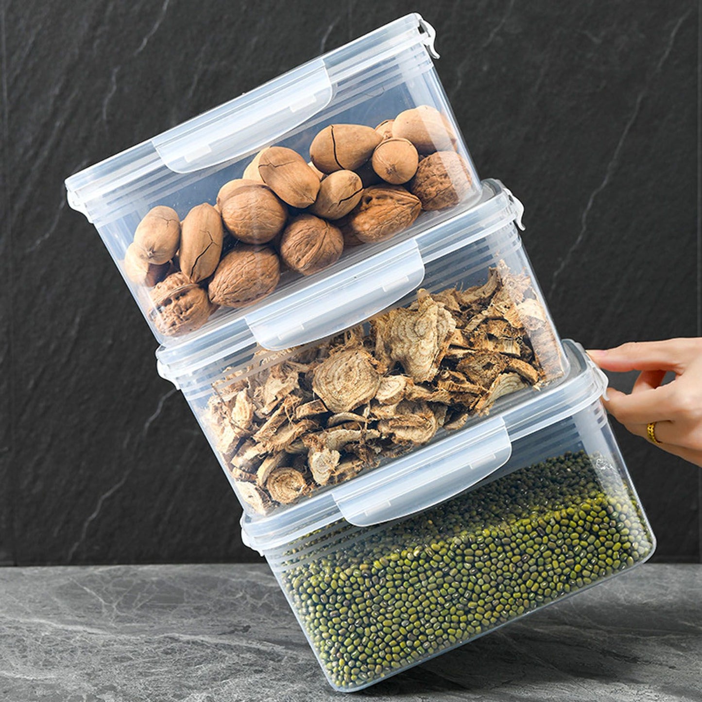 Drain Storage Basket Box Transparent Fruit Vegetable Storage Container for Kitchen Supplies 1750ML