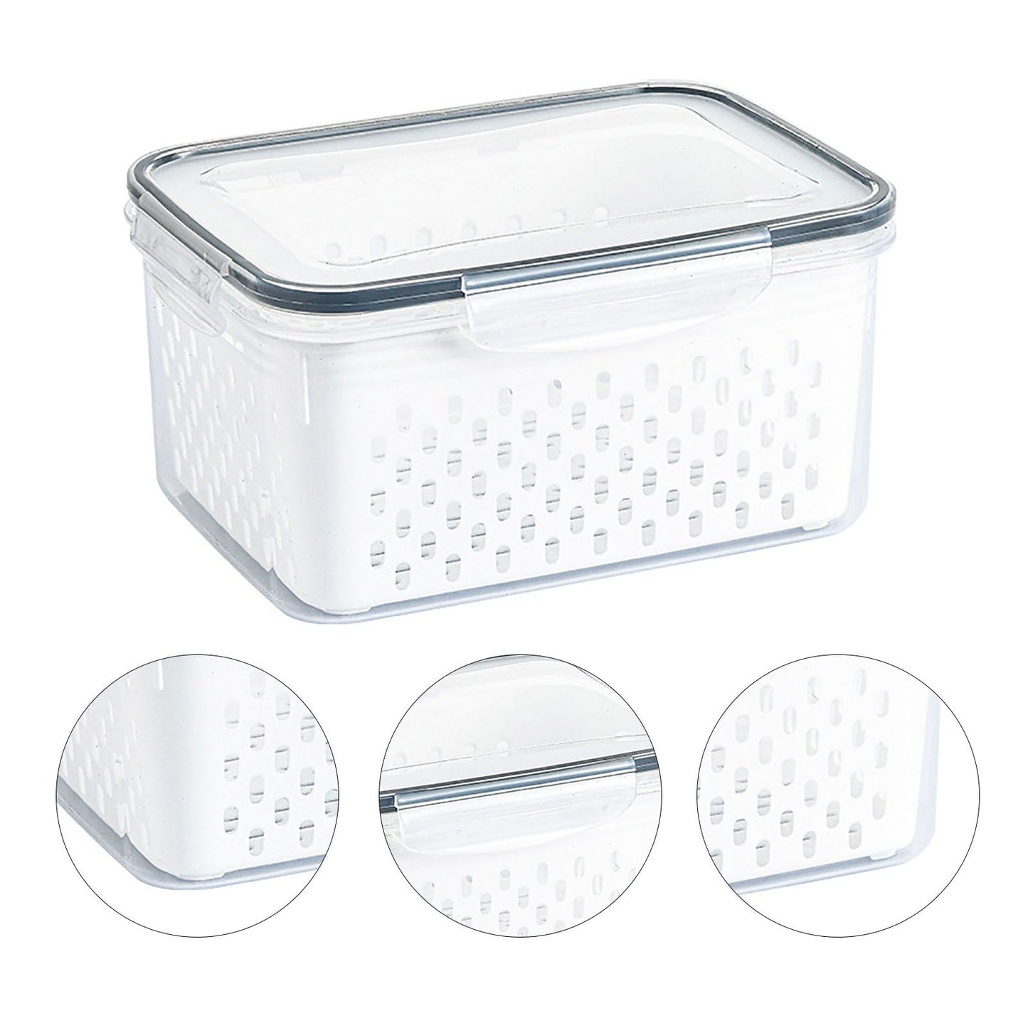 Drain Storage Basket Box Transparent Fruit Vegetable Storage Container for Kitchen Supplies 3300ML
