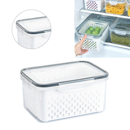 Drain Storage Basket Box Transparent Fruit Vegetable Storage Container for Kitchen Supplies 3300ML