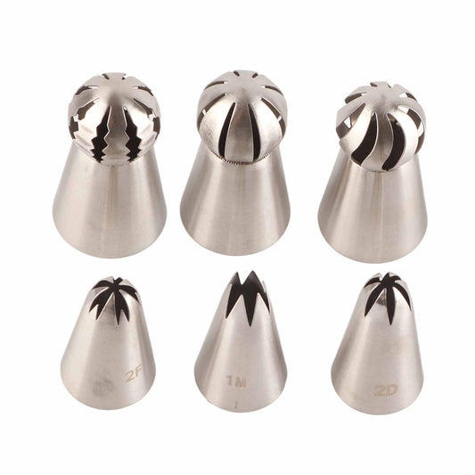 6PCS Baking Tip Stainless Steel Decorating Pastry Piping Nozzle Set for Cake Cupcake