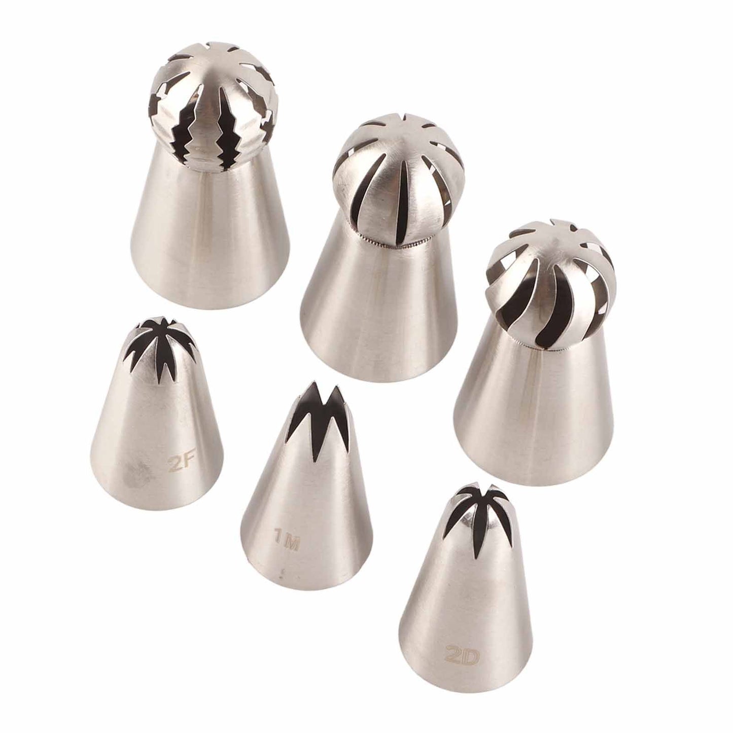 6PCS Baking Tip Stainless Steel Decorating Pastry Piping Nozzle Set for Cake Cupcake