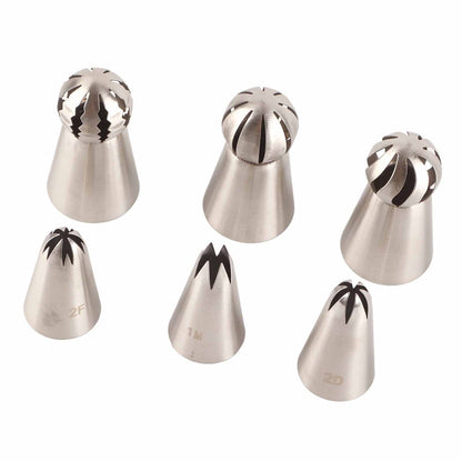 6PCS Baking Tip Stainless Steel Decorating Pastry Piping Nozzle Set for Cake Cupcake