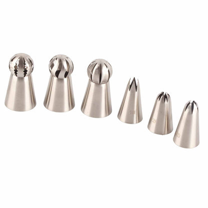 6PCS Baking Tip Stainless Steel Decorating Pastry Piping Nozzle Set for Cake Cupcake