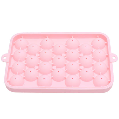25 Grid Ice Cube Tray Easy Release Silicone Ice Ball Maker Mold Mini Round Ice Sphere Tray with Lid Pink