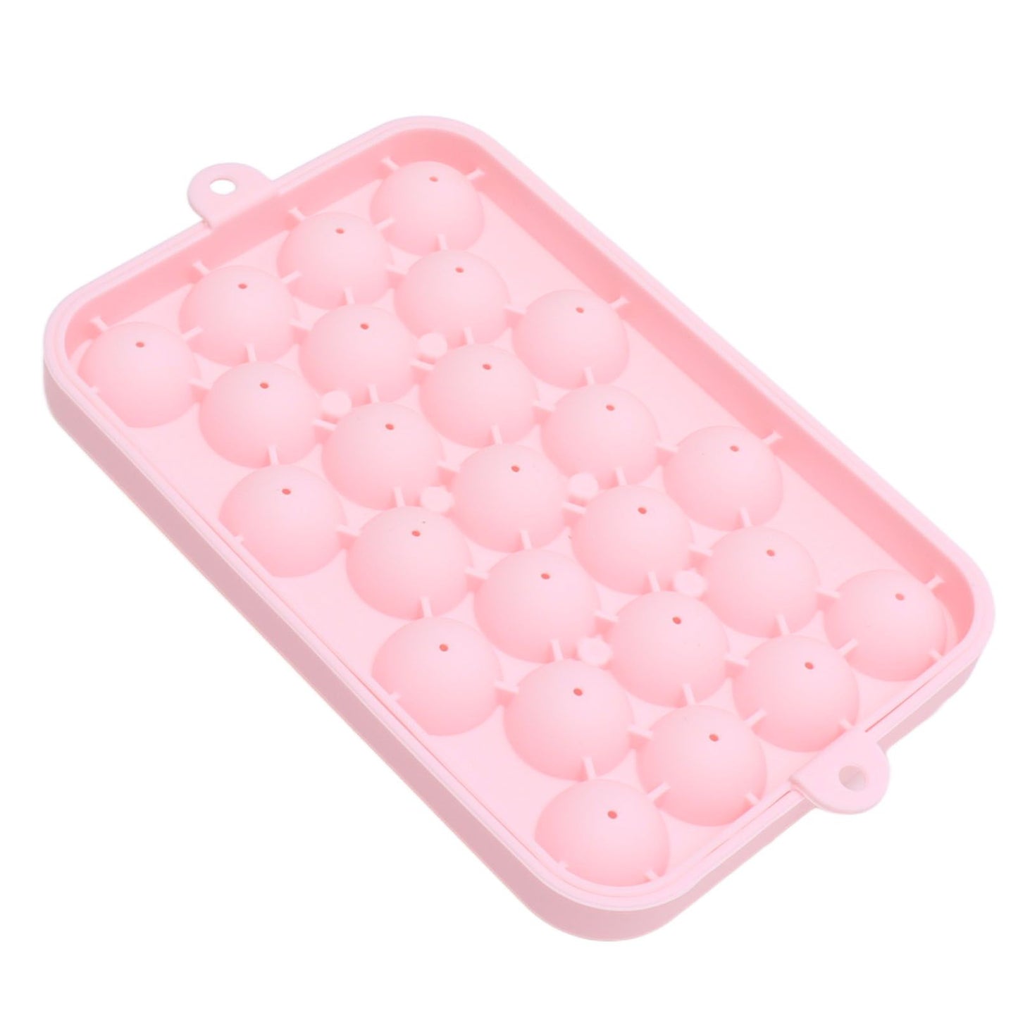 25 Grid Ice Cube Tray Easy Release Silicone Ice Ball Maker Mold Mini Round Ice Sphere Tray with Lid Pink