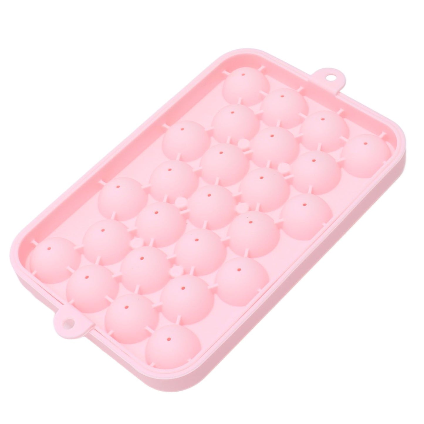 25 Grid Ice Cube Tray Easy Release Silicone Ice Ball Maker Mold Mini Round Ice Sphere Tray with Lid Pink