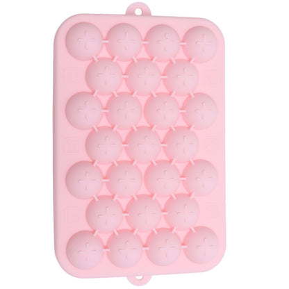 25 Grid Ice Cube Tray Easy Release Silicone Ice Ball Maker Mold Mini Round Ice Sphere Tray with Lid Pink