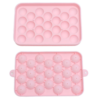 25 Grid Ice Cube Tray Easy Release Silicone Ice Ball Maker Mold Mini Round Ice Sphere Tray with Lid Pink