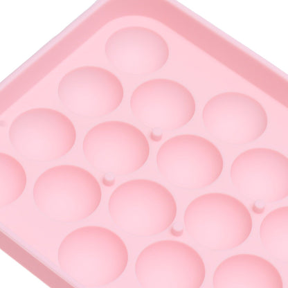 25 Grid Ice Cube Tray Easy Release Silicone Ice Ball Maker Mold Mini Round Ice Sphere Tray with Lid Pink